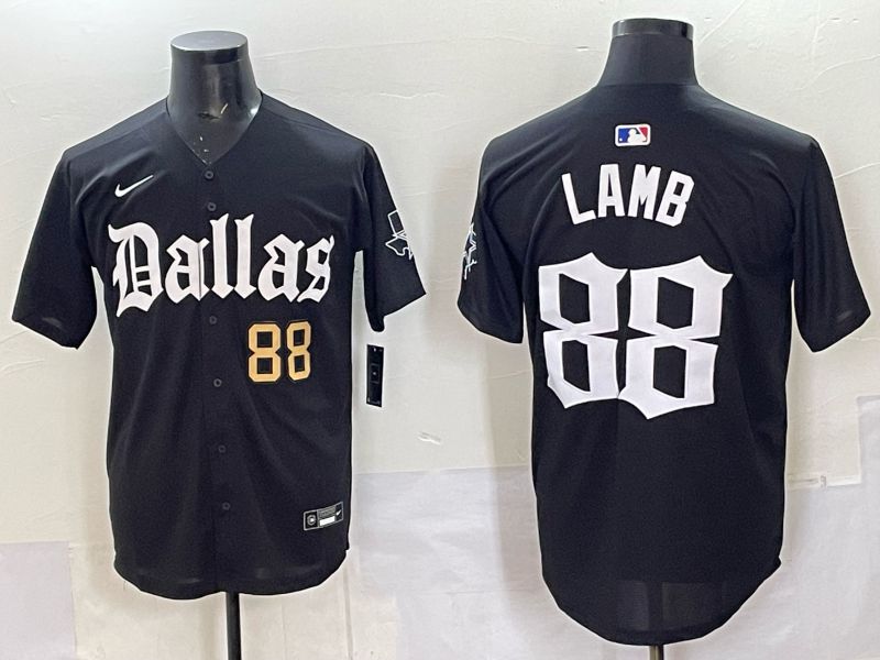 Men 2025 Nike Dallas Cowboys #88 Lamb Black 5th generation Joint Name Limited NFL Jersey 04->dallas cowboys->NFL Jersey